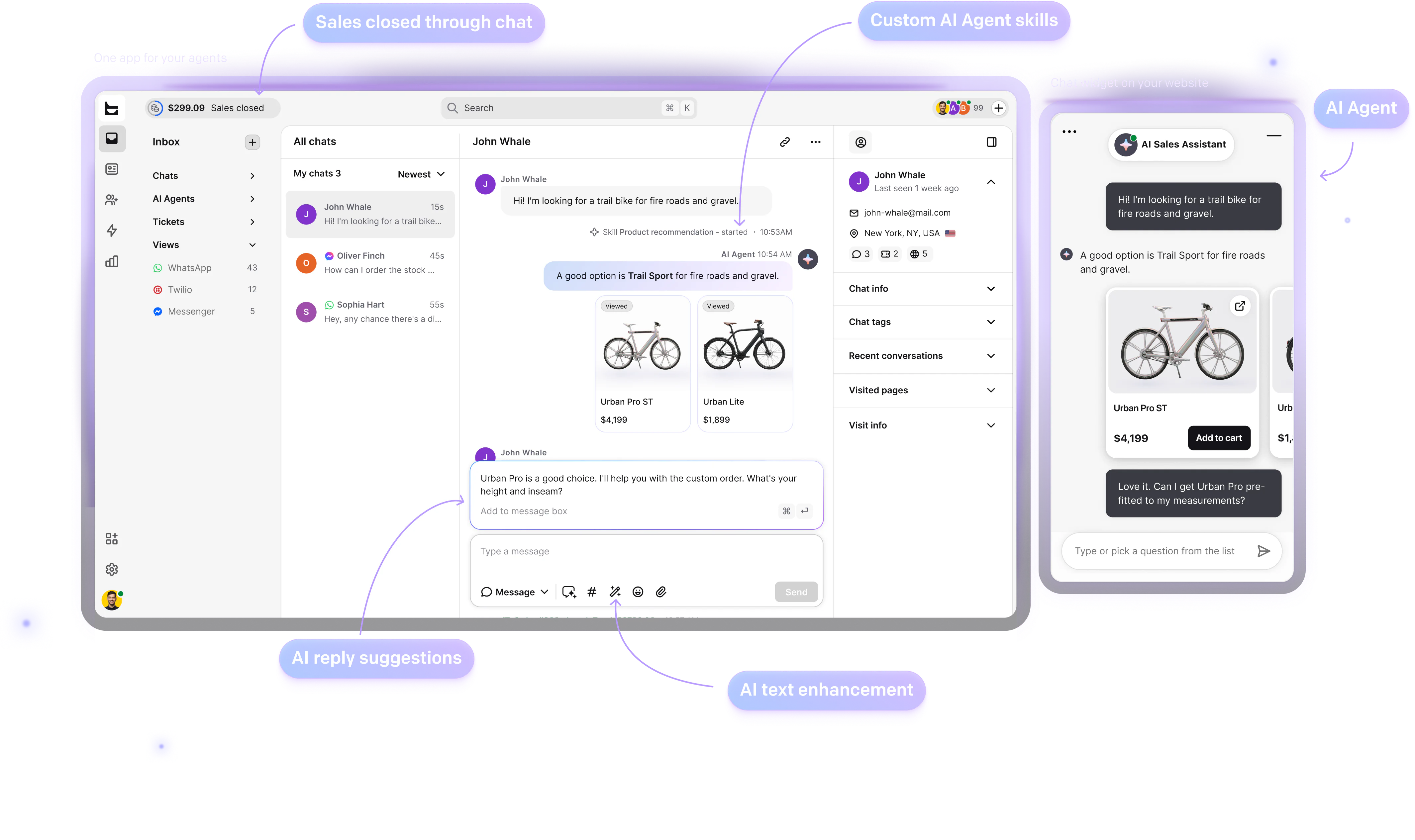 AI-assisted customer conversation workspace